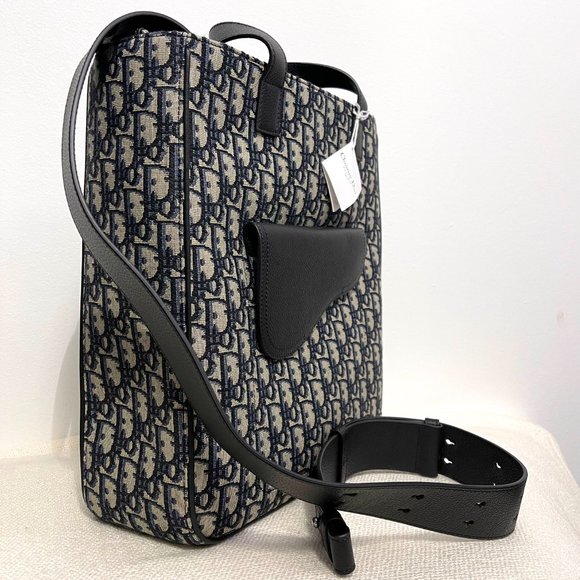 Christian Dior Saddle Tote Bag Beige and Black Dior Oblique Jacquard - Picture 3 of 10